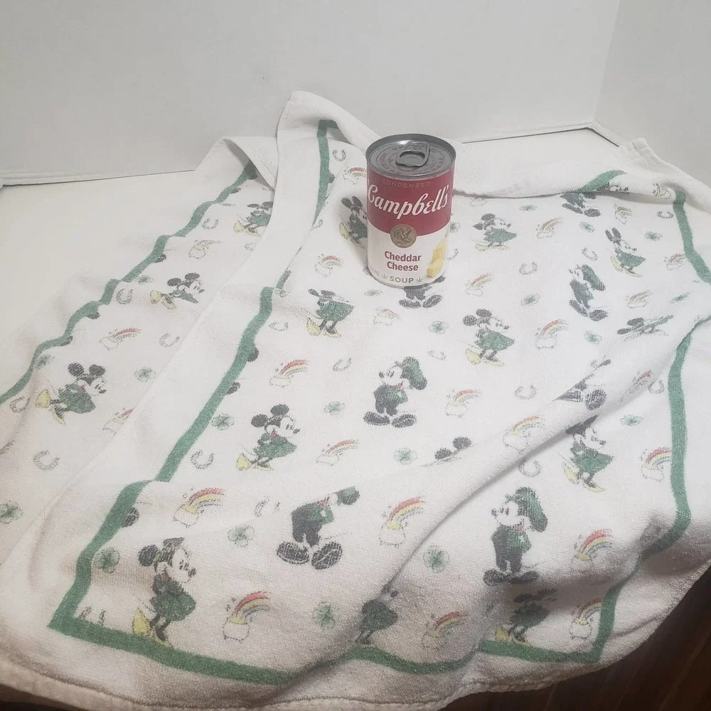 Mickey Minnie Disney Hand Towel Set Vintage Lucky Horseshoe Pot Gold